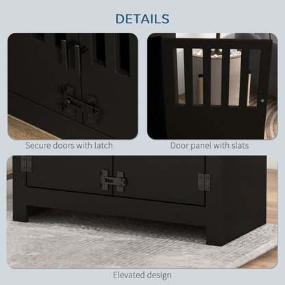 PawHut Large Elevated Dog Bowls with Storage Cabinet Containing Large 37L Capacity, Raised Dog Bowl Stand Pet Food Bowl Dog Feeding Station, Black