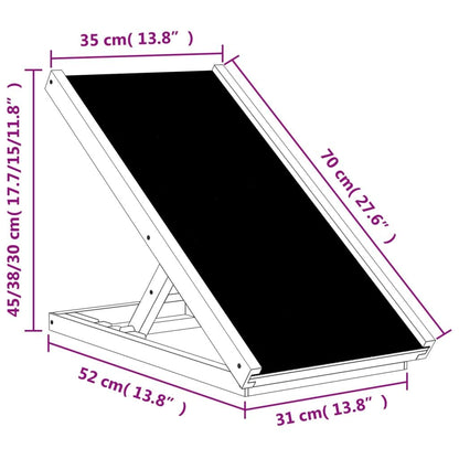 Dog Ramp Grey Solid Fir Wood, Polyester 27.6 x 13.8 in Foldable