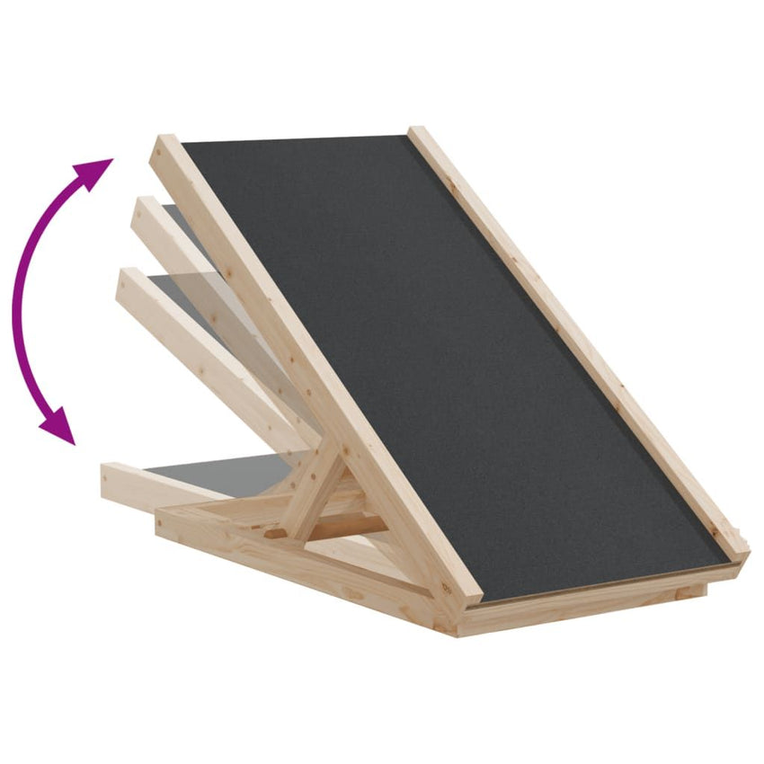 Dog Ramp Grey Solid Fir Wood, Polyester 27.6 x 13.8 in Foldable