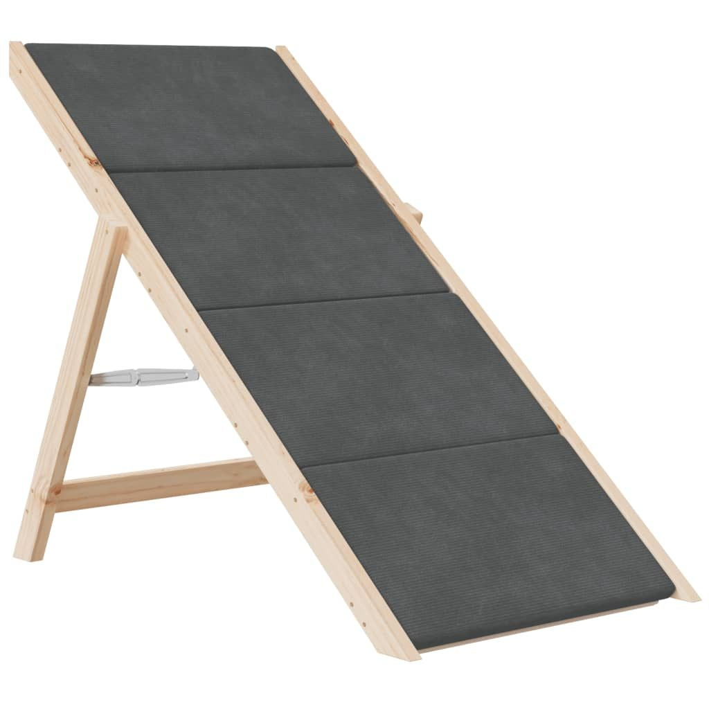 Dog Stair Grey Solid fir wood, polyester 41.3 x 18.5 in Foldable