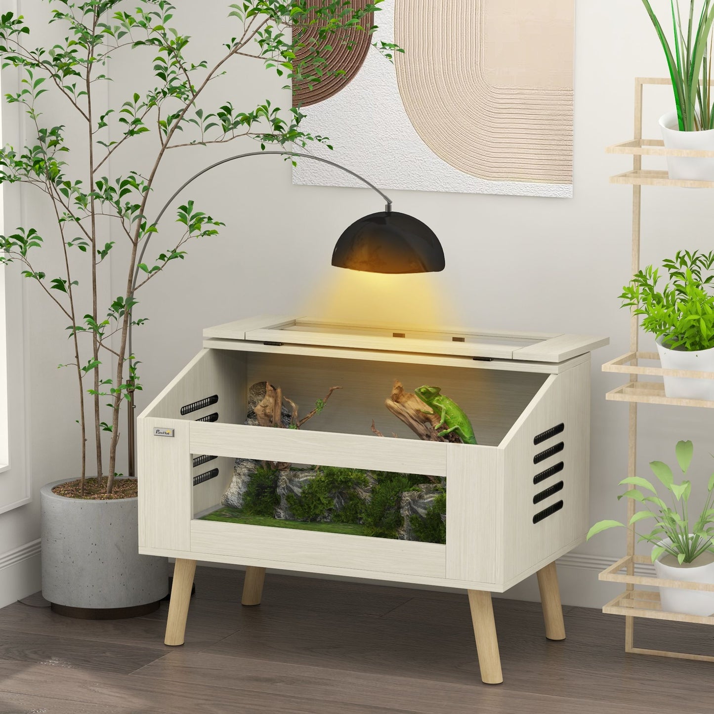 PawHut Reptile Terrarium 29 Gallon Top Opening Reptile Tank with Glass Windows Air Ventilations, for Snakes Lizards Horned Frogs Chameleons Hamsters Gerbils, 31.5" x 20" x 24"