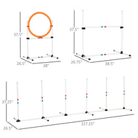 PawHut 3PC Dog Agility Equipment Set, Obstacle Course Exercise for Dog Include Adjustable Hurdle, Hoop, Weave Poles and Carry Bag