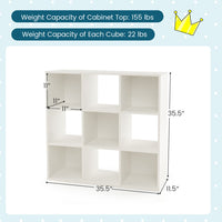 Wooden Kids Bookcase with Storage Cubbies and Anti-toppling Devices