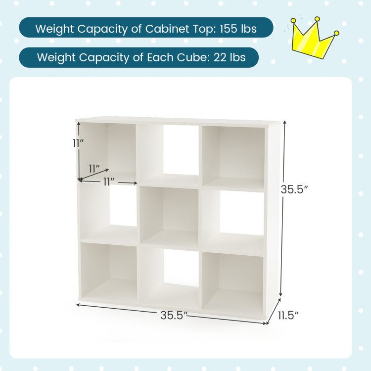 Wooden Kids Bookcase with Storage Cubbies and Anti-toppling Devices