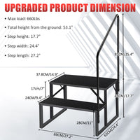 Hot Tub Steps Outdoor, 2 RV Steps with Handrail, Portable RV Stairs 3 Step, Heavy Duty Truck Camper Steps Ladders for Travel Trailers, 5th Wheel, Motor Home, Spa, and Porch