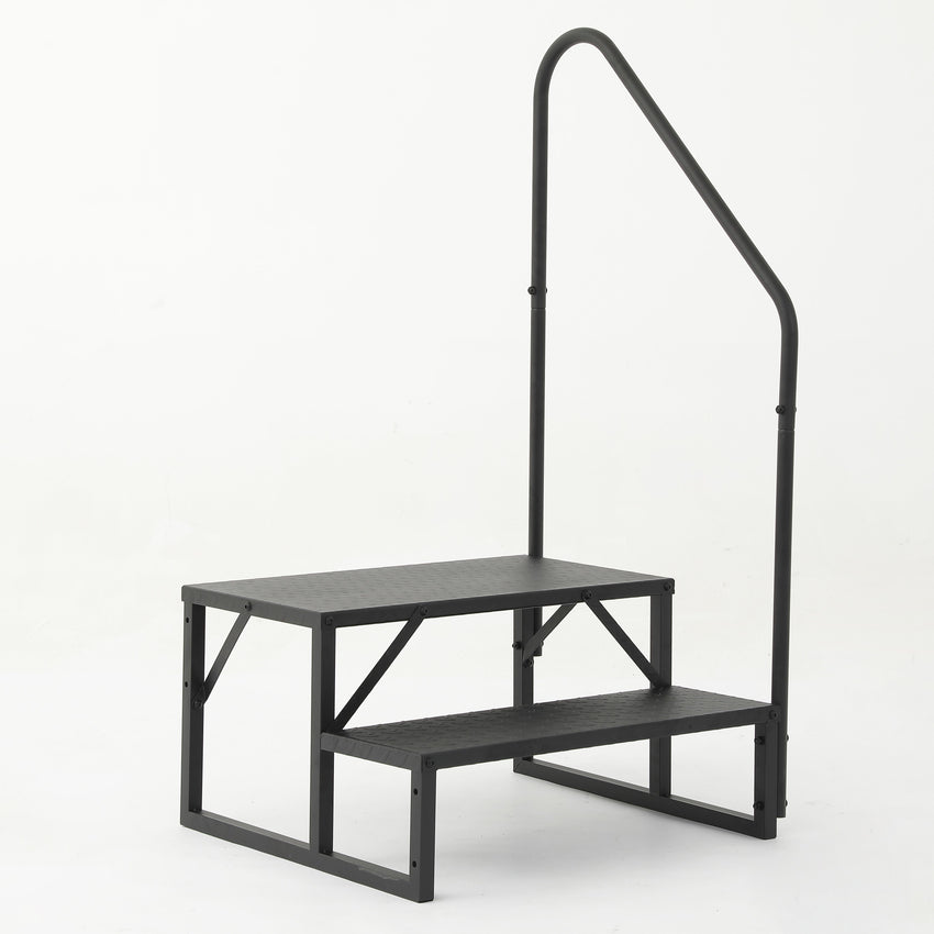 Hot Tub Steps Outdoor, 2 RV Steps with Handrail, Portable RV Stairs 3 Step, Heavy Duty Truck Camper Steps Ladders for Travel Trailers, 5th Wheel, Motor Home, Spa, and Porch