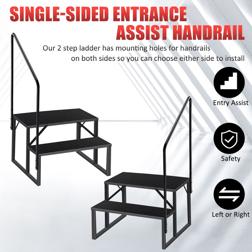 Hot Tub Steps Outdoor, 2 RV Steps with Handrail, Portable RV Stairs 3 Step, Heavy Duty Truck Camper Steps Ladders for Travel Trailers, 5th Wheel, Motor Home, Spa, and Porch