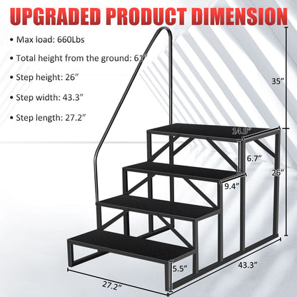 Hot Tub Steps Outdoor, 2 RV Steps with Handrail, Portable RV Stairs 3 Step, Heavy Duty Truck Camper Steps Ladders for Travel Trailers, 5th Wheel, Motor Home, Spa, and Porch