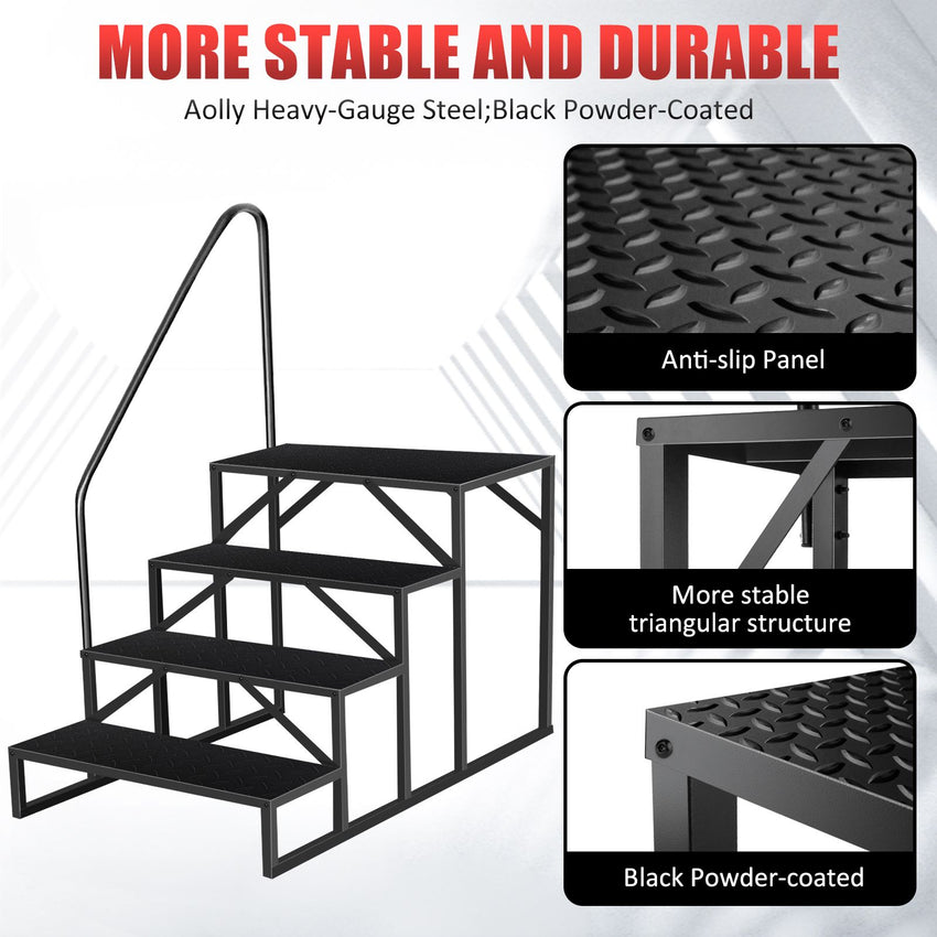 Hot Tub Steps Outdoor, 2 RV Steps with Handrail, Portable RV Stairs 3 Step, Heavy Duty Truck Camper Steps Ladders for Travel Trailers, 5th Wheel, Motor Home, Spa, and Porch