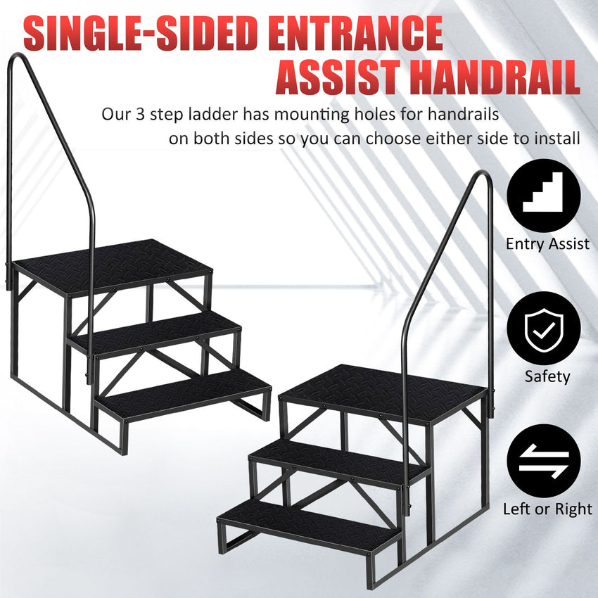 Hot Tub Steps Outdoor, 2 RV Steps with Handrail, Portable RV Stairs 3 Step, Heavy Duty Truck Camper Steps Ladders for Travel Trailers, 5th Wheel, Motor Home, Spa, and Porch