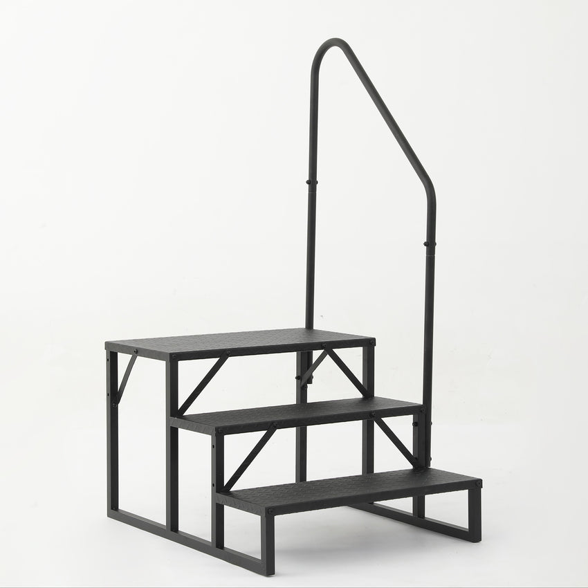 Hot Tub Steps Outdoor, 2 RV Steps with Handrail, Portable RV Stairs 3 Step, Heavy Duty Truck Camper Steps Ladders for Travel Trailers, 5th Wheel, Motor Home, Spa, and Porch