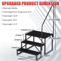 Hot Tub Steps Outdoor, 2 RV Steps with Handrail, Portable RV Stairs 3 Step, Heavy Duty Truck Camper Steps Ladders for Travel Trailers, 5th Wheel, Motor Home, Spa, and Porch