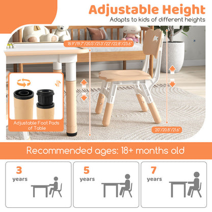 Kids Table and Chairs Set for 4 with Graffiti Desktop