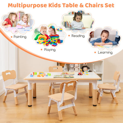 Kids Table and Chairs Set for 4 with Graffiti Desktop