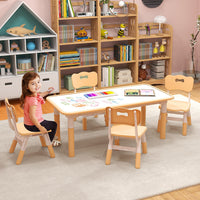 Kids Table and Chairs Set for 4 with Graffiti Desktop