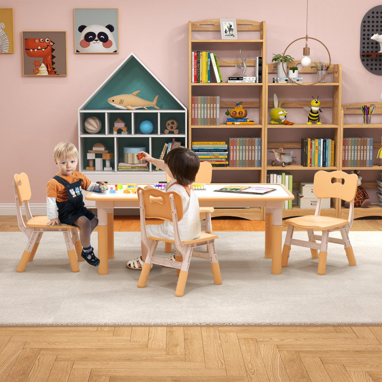 Kids Table and Chairs Set for 4 with Graffiti Desktop