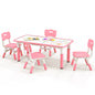Kids Table and Chairs Set for 4 with Graffiti Desktop