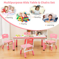 Kids Table and Chairs Set for 4 with Graffiti Desktop