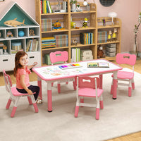 Kids Table and Chairs Set for 4 with Graffiti Desktop
