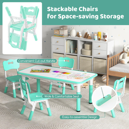 Kids Table and Chairs Set for 4 with Graffiti Desktop