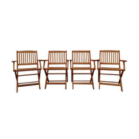 Foldable Patio Dining Set, 4 Folding Chairs, Indoor and outdoor universal, Teak