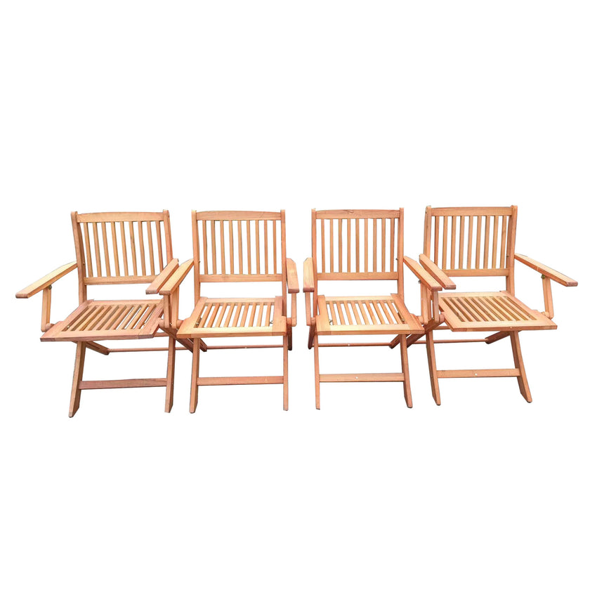 Foldable Patio Dining Set, 4 Folding Chairs, Indoor and outdoor universal, Teak