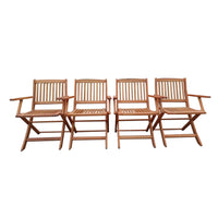 Foldable Patio Dining Set, 4 Folding Chairs, Indoor and outdoor universal, Teak