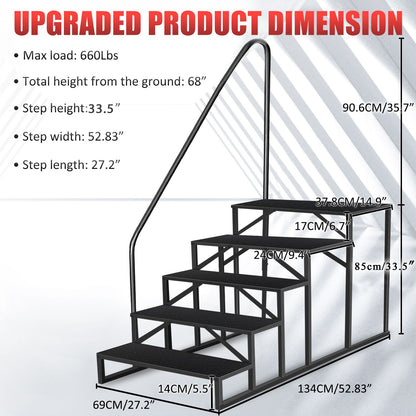 Hot Tub Steps Outdoor, 2 RV Steps with Handrail, Portable RV Stairs 3 Step, Heavy Duty Truck Camper Steps Ladders for Travel Trailers, 5th Wheel, Motor Home, Spa, and Porch