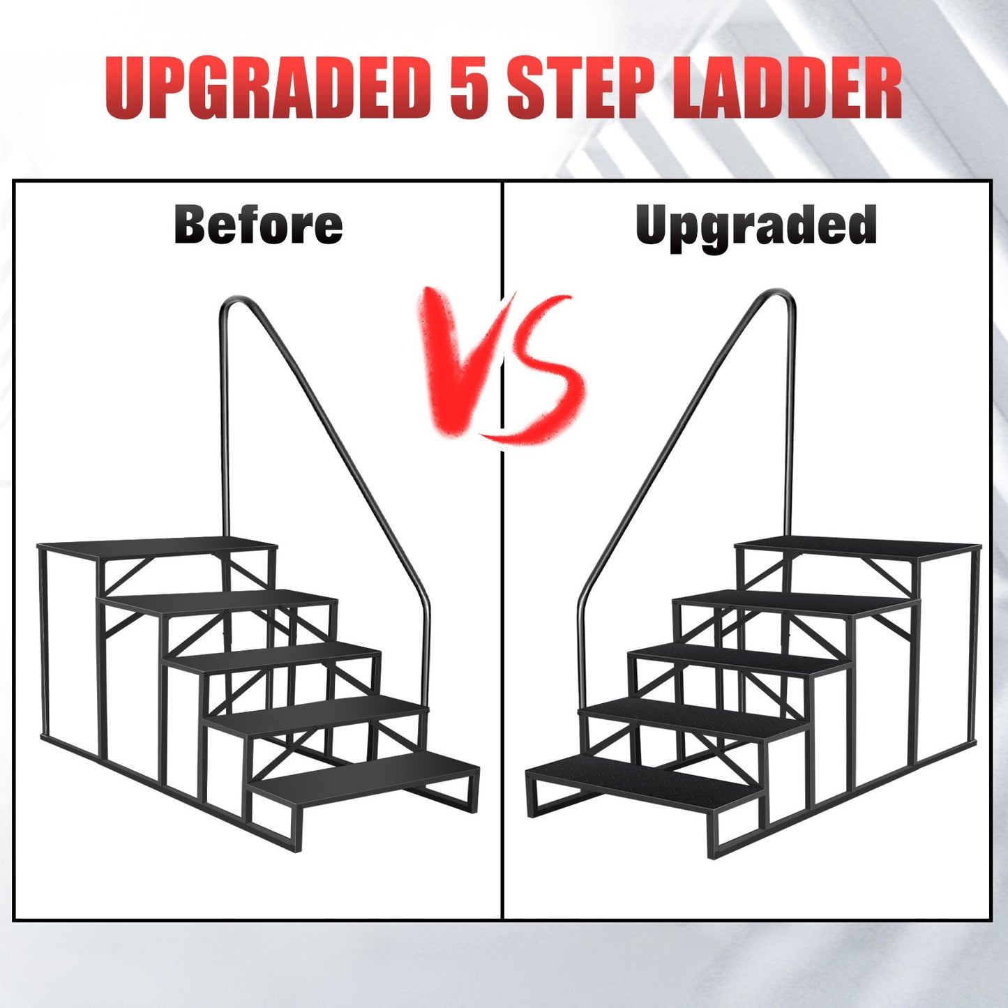 Hot Tub Steps Outdoor, 2 RV Steps with Handrail, Portable RV Stairs 3 Step, Heavy Duty Truck Camper Steps Ladders for Travel Trailers, 5th Wheel, Motor Home, Spa, and Porch