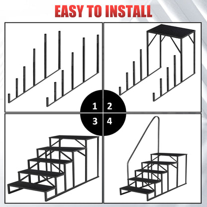 Hot Tub Steps Outdoor, 2 RV Steps with Handrail, Portable RV Stairs 3 Step, Heavy Duty Truck Camper Steps Ladders for Travel Trailers, 5th Wheel, Motor Home, Spa, and Porch