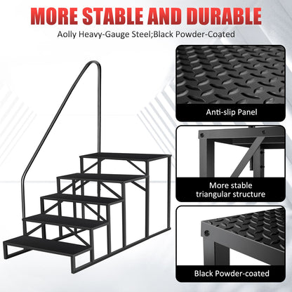 Hot Tub Steps Outdoor, 2 RV Steps with Handrail, Portable RV Stairs 3 Step, Heavy Duty Truck Camper Steps Ladders for Travel Trailers, 5th Wheel, Motor Home, Spa, and Porch