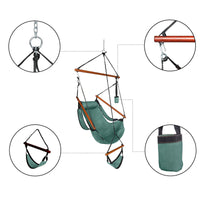 Oxford Cloth Hardwood With Cup Holder Wooden Stick Perforated 100kg Seaside Courtyard Oxford Cloth Hanging Chair Green