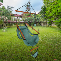 Oxford Cloth Hardwood With Cup Holder Wooden Stick Perforated 100kg Seaside Courtyard Oxford Cloth Hanging Chair Green