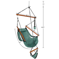Oxford Cloth Hardwood With Cup Holder Wooden Stick Perforated 100kg Seaside Courtyard Oxford Cloth Hanging Chair Green