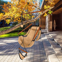 Oxford Cloth Hardwood With Cup Holder Wooden Stick Perforated 100kg Seaside Courtyard Oxford Cloth Hanging Chair Brown