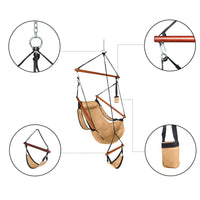 Oxford Cloth Hardwood With Cup Holder Wooden Stick Perforated 100kg Seaside Courtyard Oxford Cloth Hanging Chair Brown