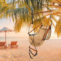 Oxford Cloth Hardwood With Cup Holder Wooden Stick Perforated 100kg Seaside Courtyard Oxford Cloth Hanging Chair Brown