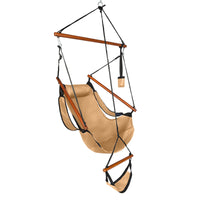 Oxford Cloth Hardwood With Cup Holder Wooden Stick Perforated 100kg Seaside Courtyard Oxford Cloth Hanging Chair Brown