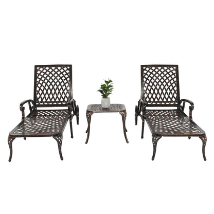 193*64.5*93cm Backrest Adjustable Courtyard Cast Aluminum Lying Bed Bronze