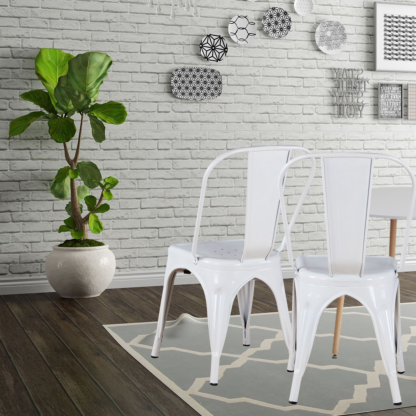 Metal Dining Chairs Set of 4 Indoor Outdoor Patio Chairs Stackable Kitchen Chairs with Back Restaurant Chair 330 LBS Capacity