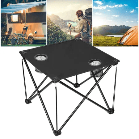 Folding Camp Table with Large Storage and Carrying Bags, for Picnic, Party, 37"x 22"