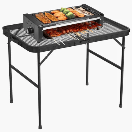 Folding Camp Table with Large Storage and Carrying Bags, for Picnic, Party, 37"x 22"