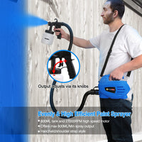 800ML Paint Spray Painter 650W Paint Sprayer Machine 800ML/Min Output HVLP Oil Primer Water Sprayer w/ 3 Spraying Patterns Motor Strap Detachable Container