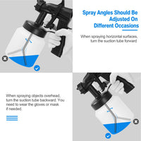 800ML Paint Spray Painter 650W Paint Sprayer Machine 800ML/Min Output HVLP Oil Primer Water Sprayer w/ 3 Spraying Patterns Motor Strap Detachable Container