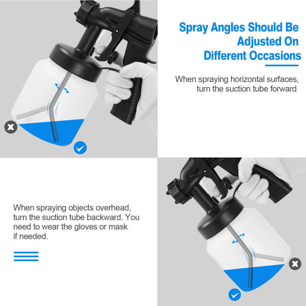 800ML Paint Spray Painter 650W Paint Sprayer Machine 800ML/Min Output HVLP Oil Primer Water Sprayer w/ 3 Spraying Patterns Motor Strap Detachable Container