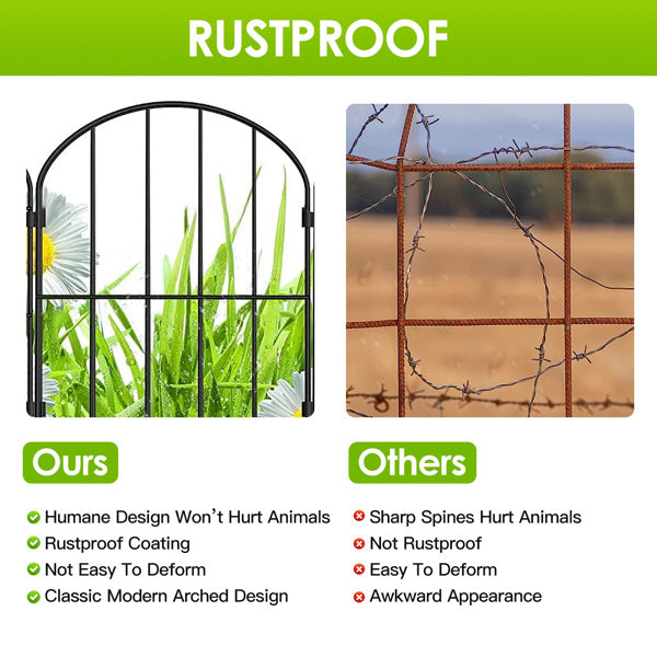 Decorative Garden Fence Fencing 10 Pack, 12.59' Width 23.93' Length Rustproof Metal Wire Panel Border Animal Barrier for Flower Edging for Yard Landscape Patio Outdoor Decor(No shipments on weekends)