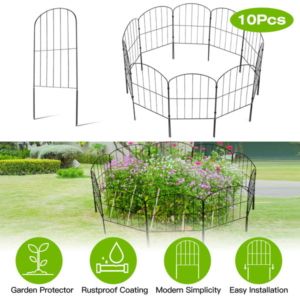 Decorative Garden Fence Fencing 10 Pack, 12.59' Width 23.93' Length Rustproof Metal Wire Panel Border Animal Barrier for Flower Edging for Yard Landscape Patio Outdoor Decor(No shipments on weekends)