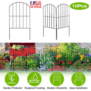 Decorative Garden Fence Fencing 10 Pack, 12.59' Width 23.93' Length Rustproof Metal Wire Panel Border Animal Barrier for Flower Edging for Yard Landscape Patio Outdoor Decor(No shipments on weekends)