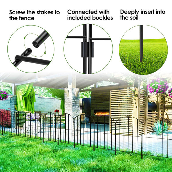 Decorative Garden Fence Fencing 10 Pack, 12.59' Width 23.93' Length Rustproof Metal Wire Panel Border Animal Barrier for Flower Edging for Yard Landscape Patio Outdoor Decor(No shipments on weekends)