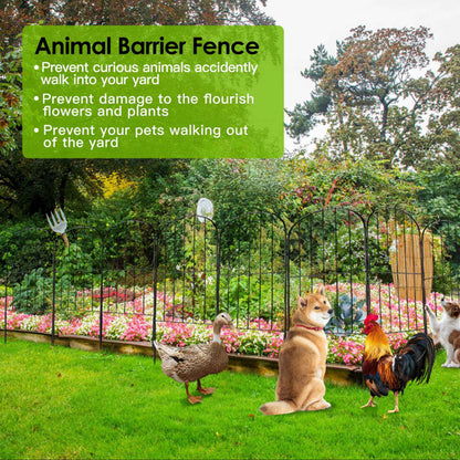 Decorative Garden Fence Fencing 10 Pack, 12.59' Width 23.93' Length Rustproof Metal Wire Panel Border Animal Barrier for Flower Edging for Yard Landscape Patio Outdoor Decor(No shipments on weekends)